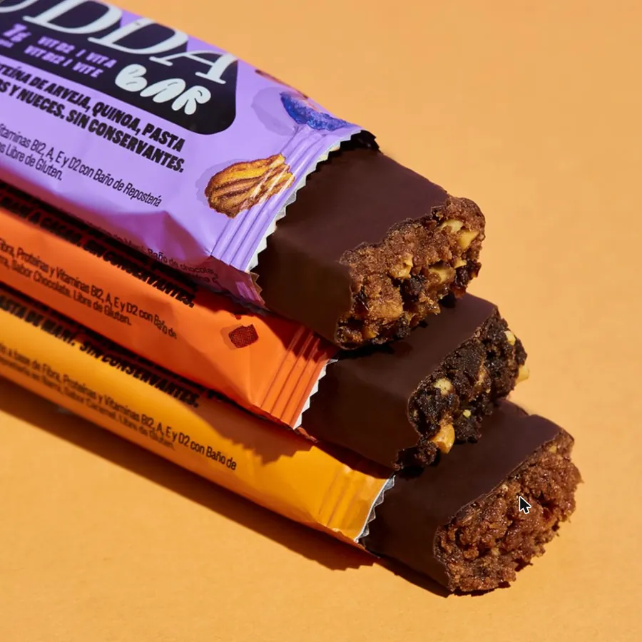 Barritas de proteína Crudda bañadas en chocolate